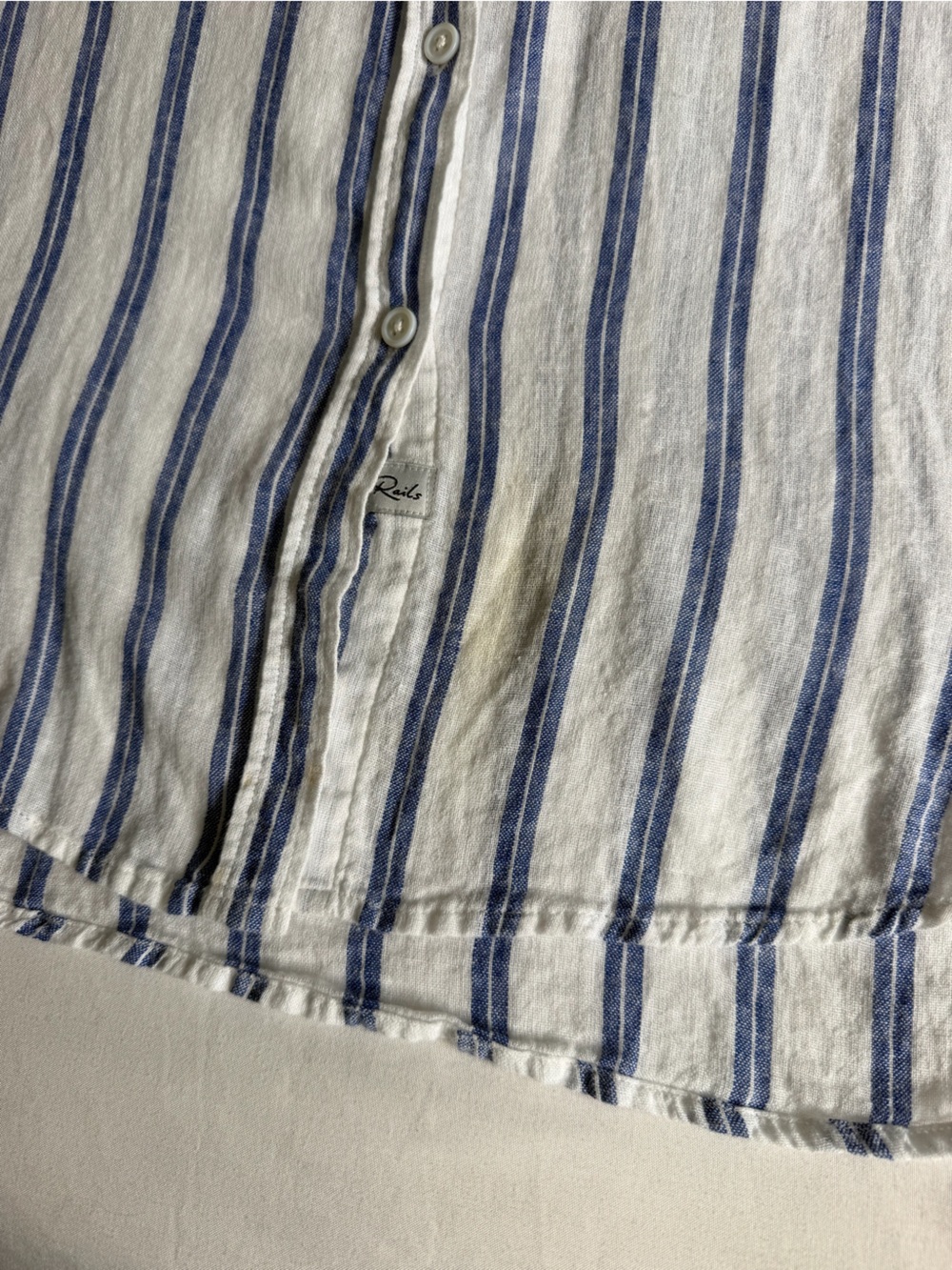 Rails "Charli" Villa Stripe Blue White Linen Blend Button Down Shirt Lightweight - Picture 11 of 17
